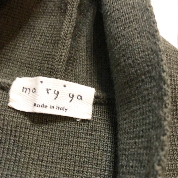Ma’ry’ya olive green short sleeve open front poncho cardigan sweater Italy wool - Picture 6 of 6